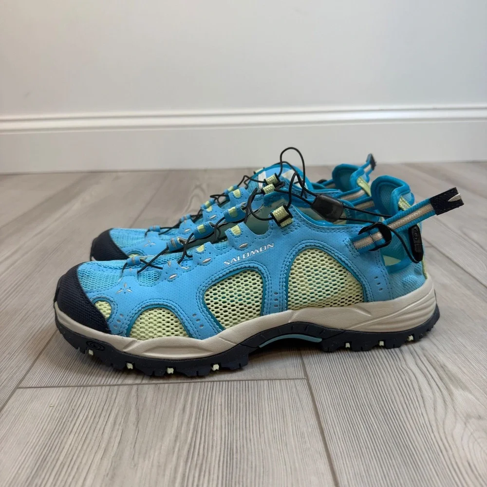 Salomon Techamphibian 3 W Blue Green Tea Water Hiking Shoes 356772 Womens 10 NEW